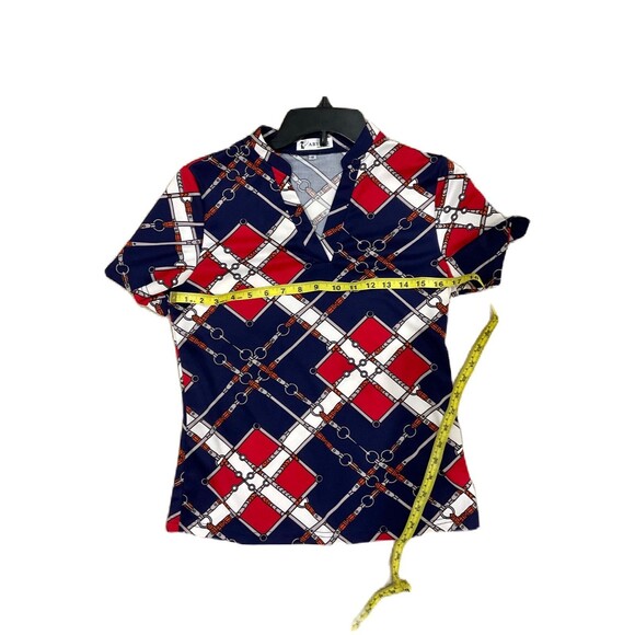 Abyoxi Women’s Shirt-Red, White & Blue Chain-link (Size M) - Picture 6 of 6